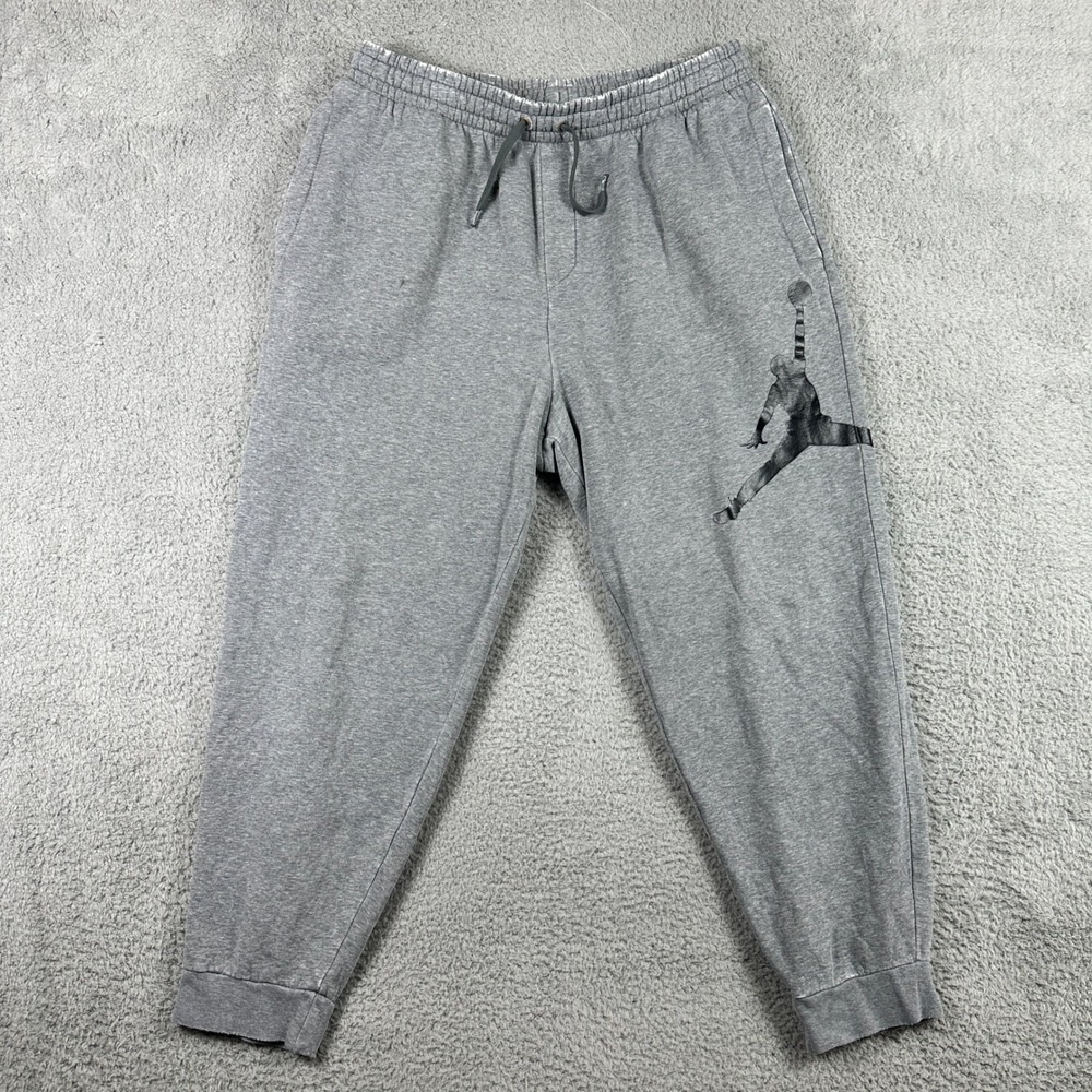 Jordan Jumpman Fleece Sweatpants Mens Large Gray Joggers Graphic DA6803-091‎